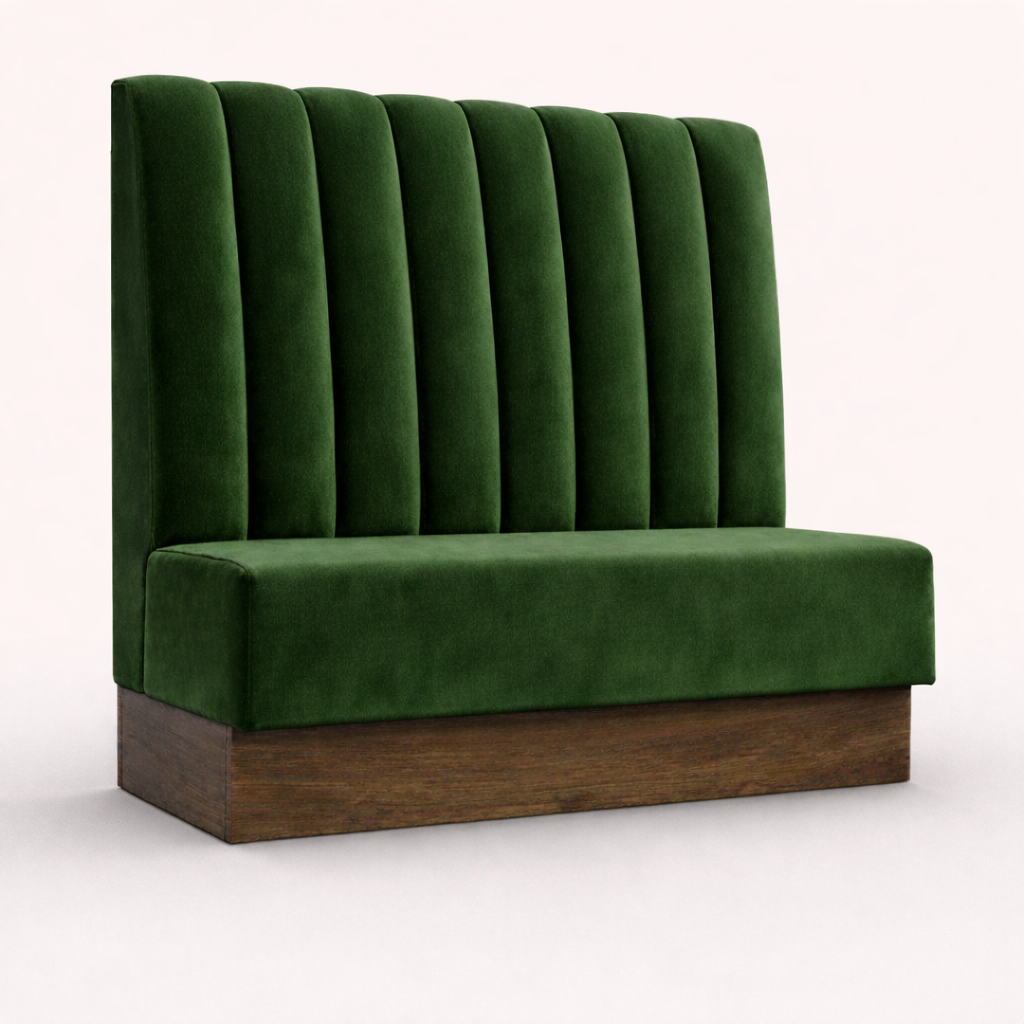 Vertical Flute_High Back_Banquette Seating_Green Velvet