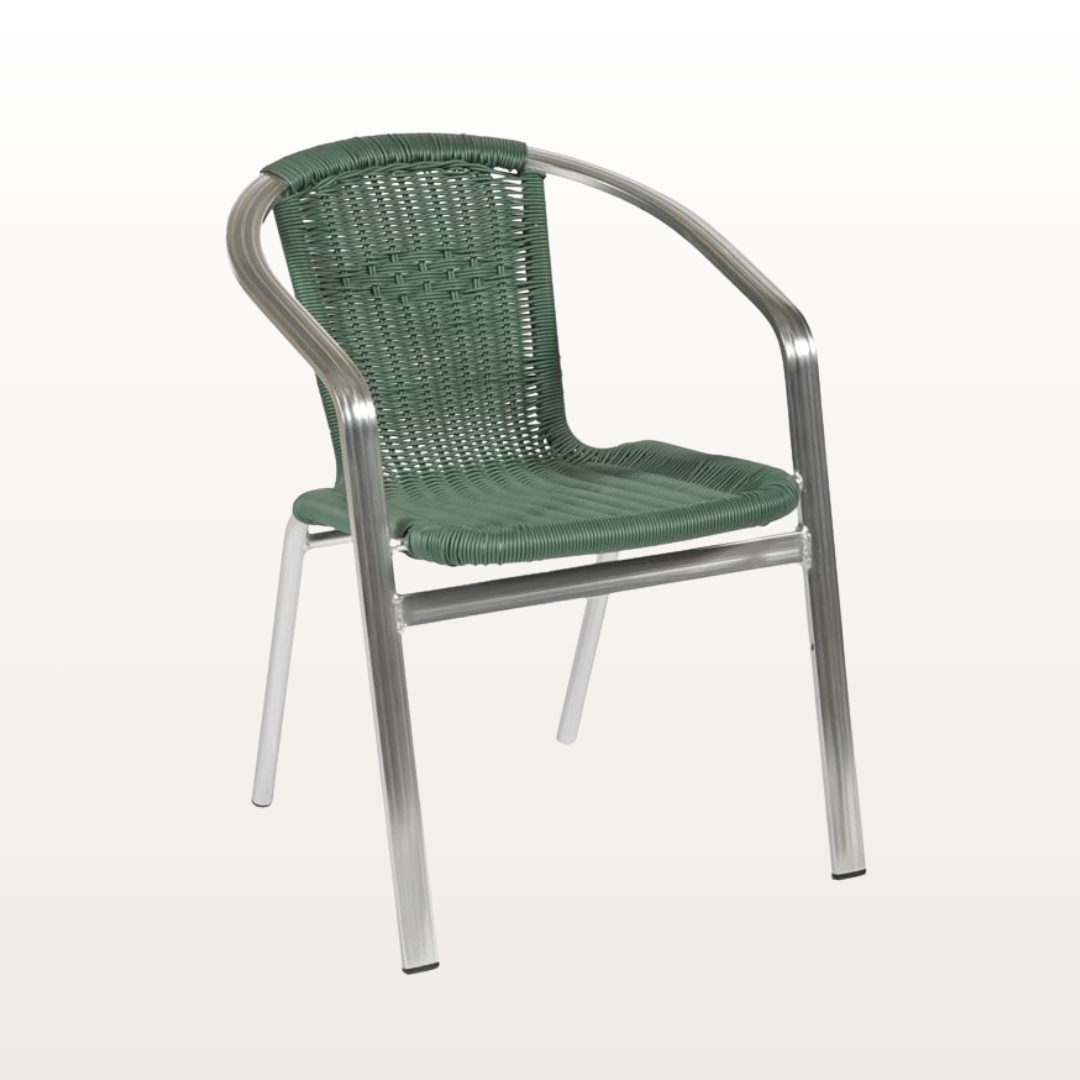Monaco Green Wicker Stacking Chair